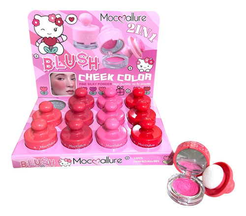 Rubor Maquillaje Colorete Hello Kitty C/espejo Y Aplicador