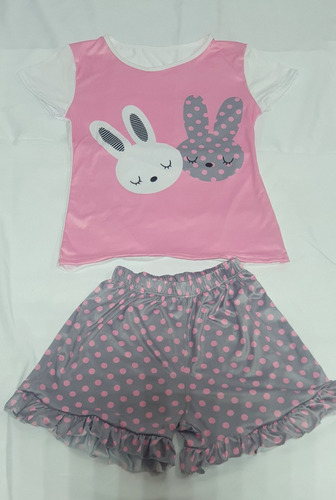 Pijama De Mujer De Conejo Short  Y Blusa Mc