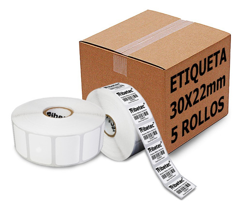 5 Rollos Etiqueta Térmica Directa 30x22 Mm 2,000 Pzas C/u  