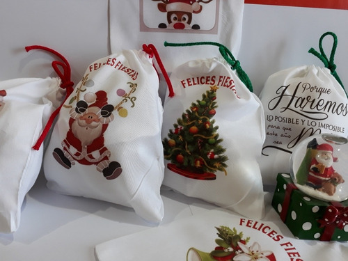 Bolsa De Tela Navidad - Navideñas 35cmx45cm ----10 Bosas---