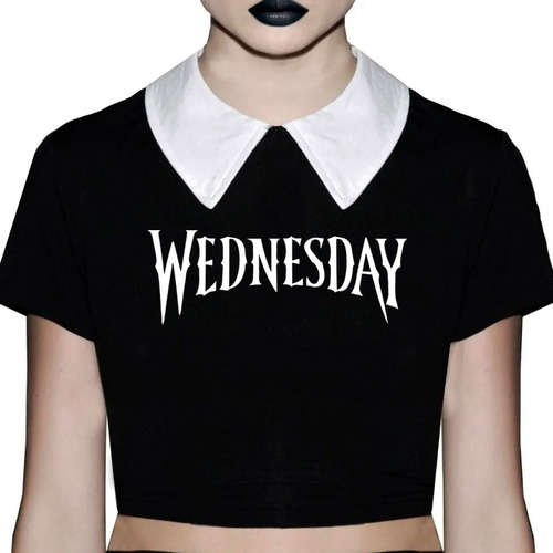 Top Merlina Wednesday Addams Tim Burton Logo Goth Kawaii Emo
