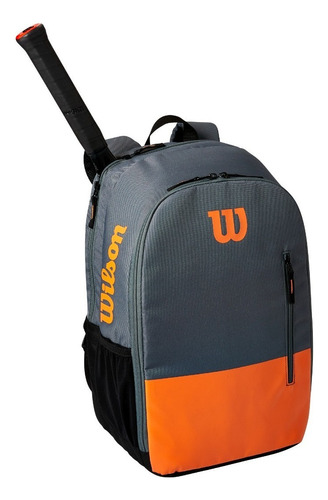 Bolso Raquetero Morral Tenis Funda Wilson 2pk Team Backpack Color Naranja/Gris