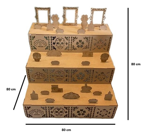 Altar Decorativo Día De Muertos Mdf 3 Niveles Ofrenda