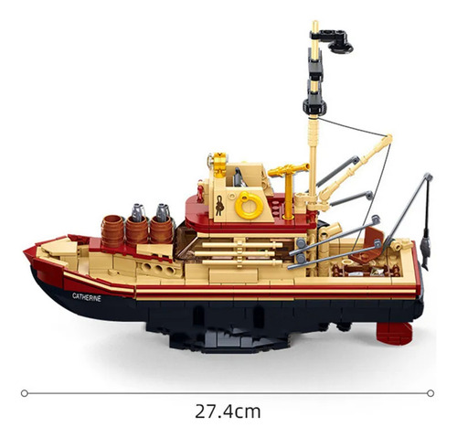 Estupendo Set De Construcción De Barcos De Pesca Con Tiburon