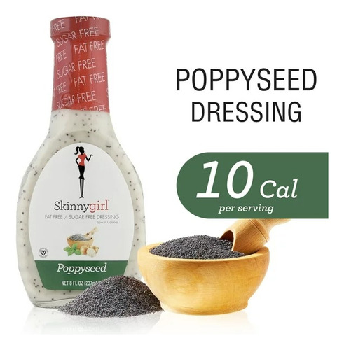 Aderezo Skinnygirl Poppyseed Sugar Free Fat Free 8 Oz