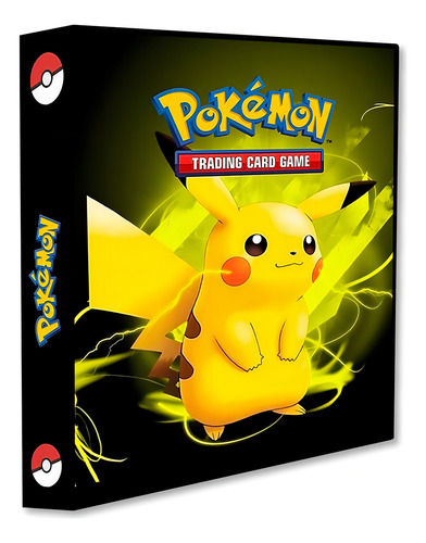 Álbum Pasta Fichário Pokemon Com 10 Folhas Pikachu Capa Dura