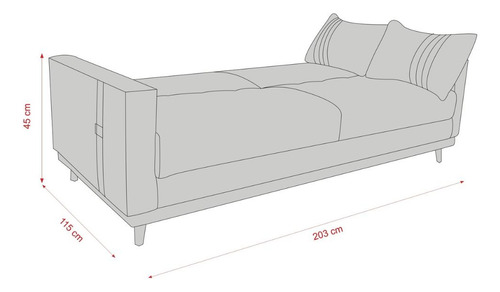 Sofá-cama 203cm 3 Lugares Tecido Bouclé Multimóveis Cr45255 Cor Bege