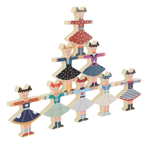 Mulheres Dançando Empilhando Brinquedos Balancing Block Wood