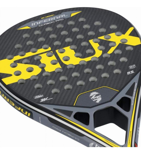 Paleta De Pádel Siux Infernal Carbon Pro 2024 Color Negra Gris Azul Amarillo