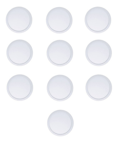 Panel Led Foco Plafón Embutido Redondo Ø300mm 24w 220v X10u Estructura Blanco Luz Cálida (3000K)