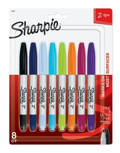 Marcadores Sharpie Twin Doble Punta 8 Colores