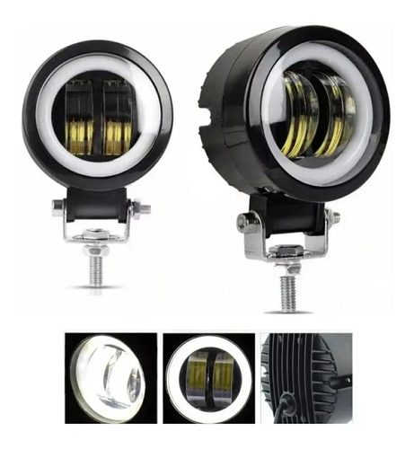 Faros Niebla Led Jeep Lupa Con Aro Angel Blanco 2.9 Pulgadas