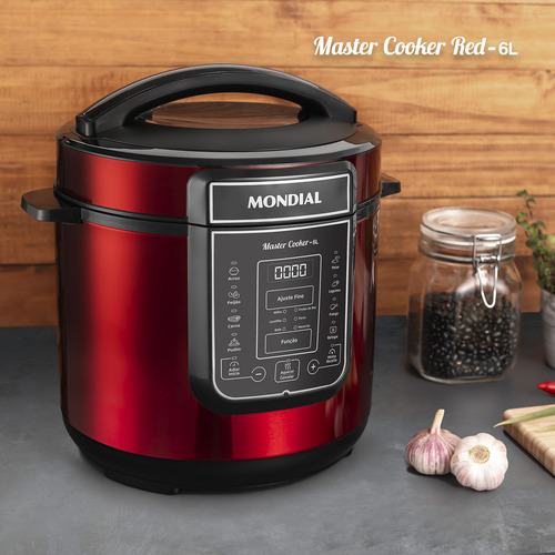 Panela De Pressão Elétrica Digital 6l Mondial Vermelho Pe-60 Vermelho/inox 60hz