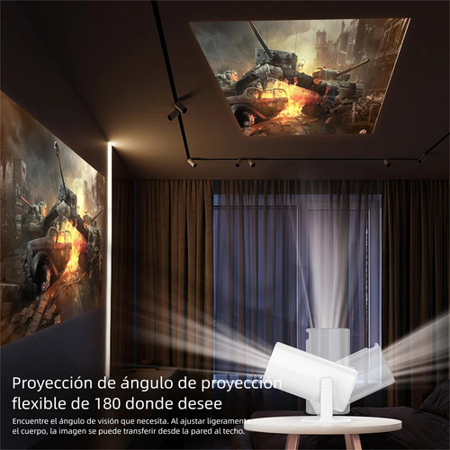 Proyector Inteligente Portátil 4k Hd Con Android 11, Wifi 6 Y Bluetooth, Ideal Para Cine En Casa, Oficina Y Actividades Al Aire Libre, Incluye 2 Mandos De Juego Y Más De 35,000+ Juegos