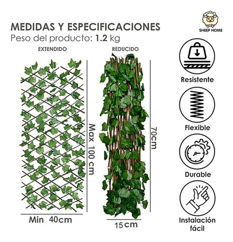 Muro Verde Expandible De Hojas Artificiales Estructura Café