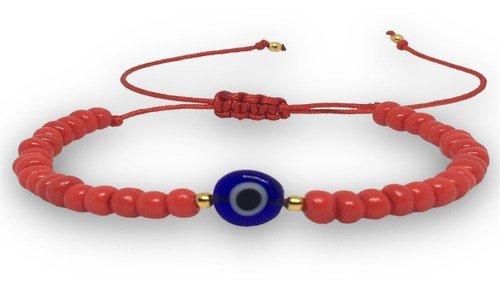 Pulsera De Protección Con Hilo Rojo/negro Piedras Ojo Turco