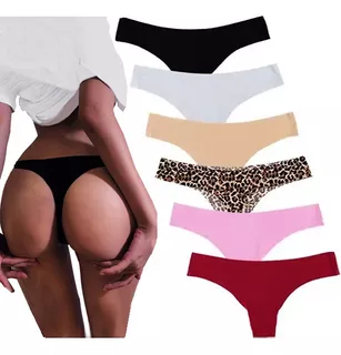 Pack De 6 Bragas Sexy Tanga Sin Costuras Para Mujer