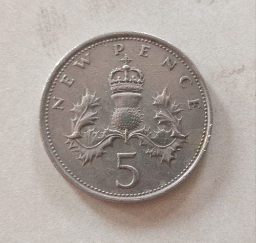 Moneda De 5 Peniques Británica 1971