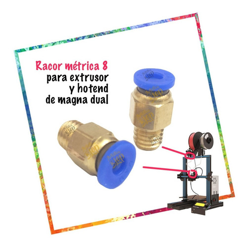 Acople Rapido Impresora 3d Racor Pc4-m8 Teflon Magna Dual