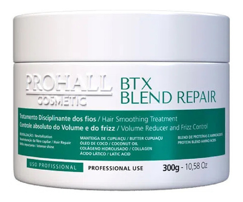 Btx Capilar Orgânico Blend Repair Sem Formol 300g Prohall 