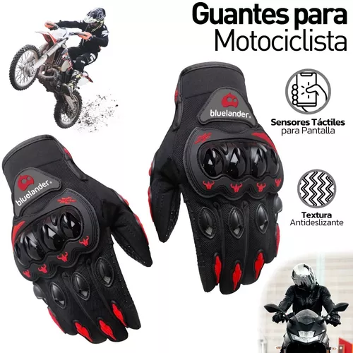 Guantes Para Moto O Bicicleta Dedo Completo Negro-rojo