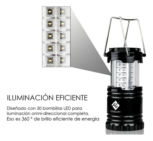 Linterna Portatil Led Ultra Brillante Campismo Farol Color Negro