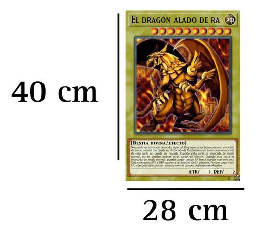 Cuadro Decorativo Cartas Yugioh 40x28 En Canvas Uv El Dragón Alado De Ra