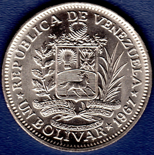 1 Bolívar Del Año 1967 Moneda De Venezuela Simón Bolívar 