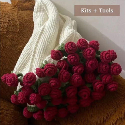 Paquete De Material De Bricolaje Tejido A Mano De Rosas