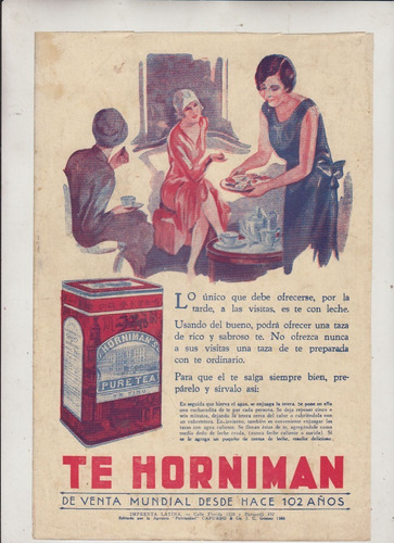 1930 Uruguay Publicidad Vintage De Te Horniman's En Colores