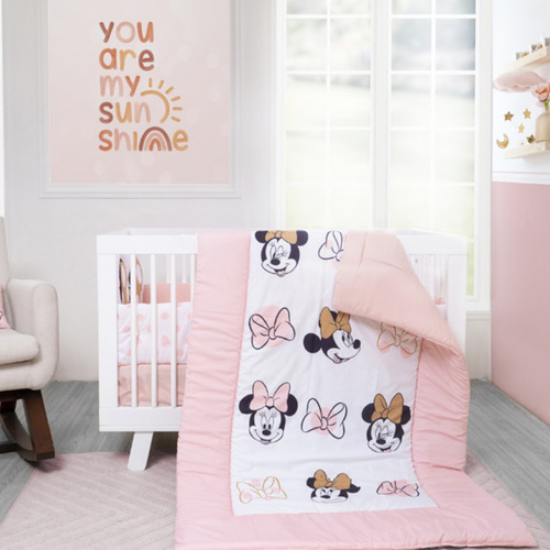 edredon para cuna cama cuna corral Adorable Minnie disney set de 6 piezas para cuna de 80 x 140 cm