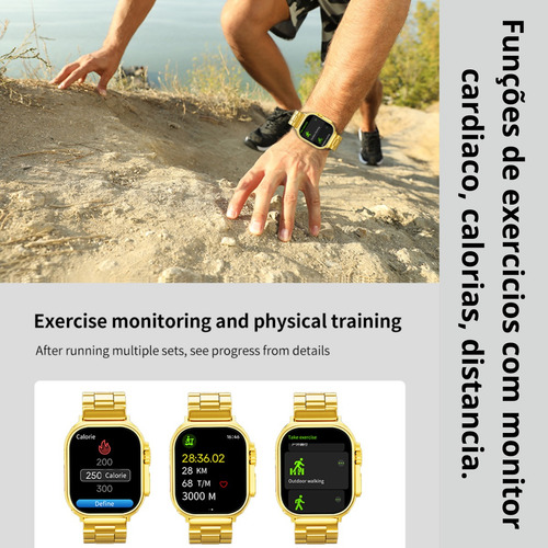 Relógios Smartwatch Feminino Gold Luxo + Pulseiras Brinde Nf