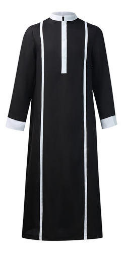 Vestido Tipo M Para Hombre, Bata Sacerdotal, Cuello Liso, Cu