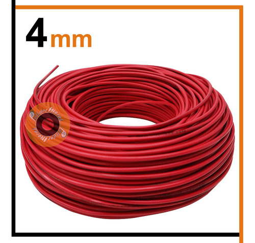 Rollo De Cable Unipolar 4 Mm Broke X100 Mts Color Rojo Full