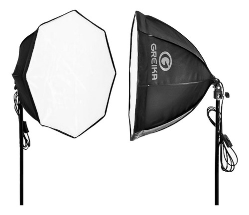 Kit Softbox Octabox Com Grid Lâmpadas Suportepotente Greika