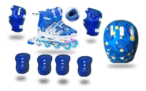 Imagen 2 de 4 de Patines Lineales Ajustable D Niño + Kit De Protección 2 En 1