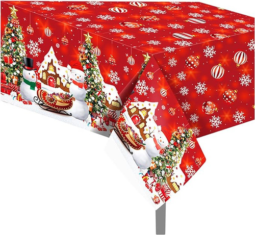 2 Manteles Plastico Navidad Invierno Navidad Copos Nieve Man