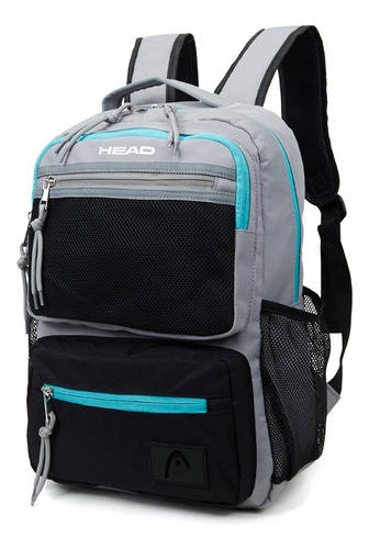 Mochila Head Urbana Porta Notebook Combinada Color Gris Diseño De La Tela Liso