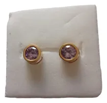 Comprar Aros De Oro Nuevo 18 Kilates Piedras Como Amatistas Cuotas