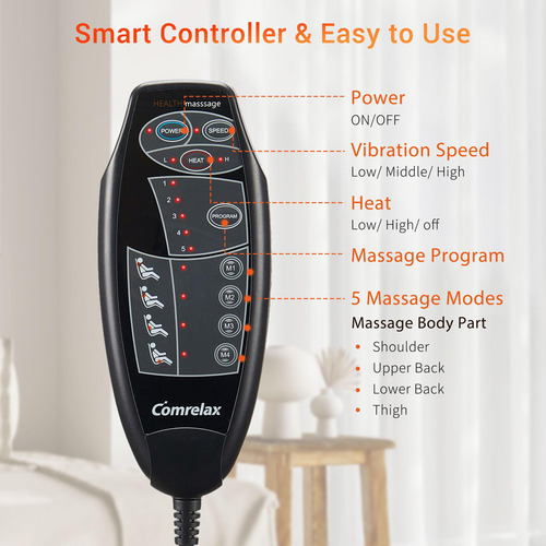 Masajeador Espalda De Silla Homcom Con Calor Y Vibración