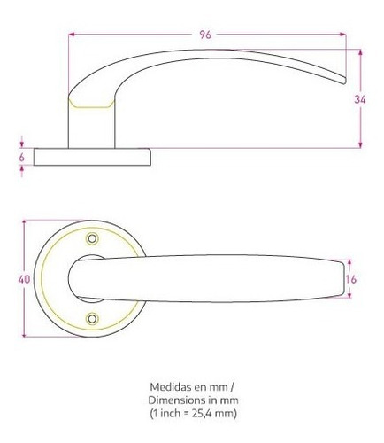 Imagen 3 de 5 de Manija Picaporte Bronce Ministerio Con Bocallaves Hierro