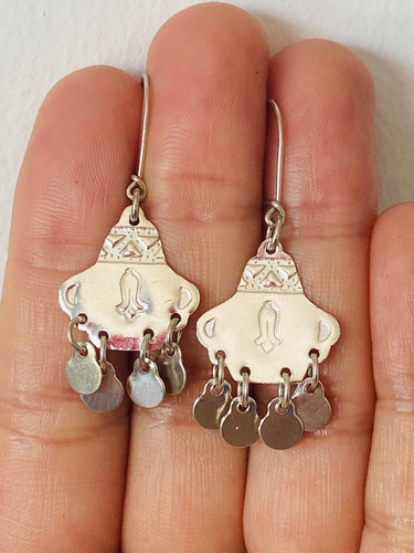 Aros De Plata 950 Mapuche Diseño Copihue