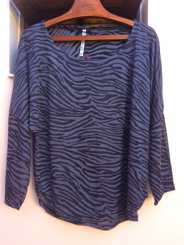 Remera Mujer Gris Poliester Elastizada Talle M