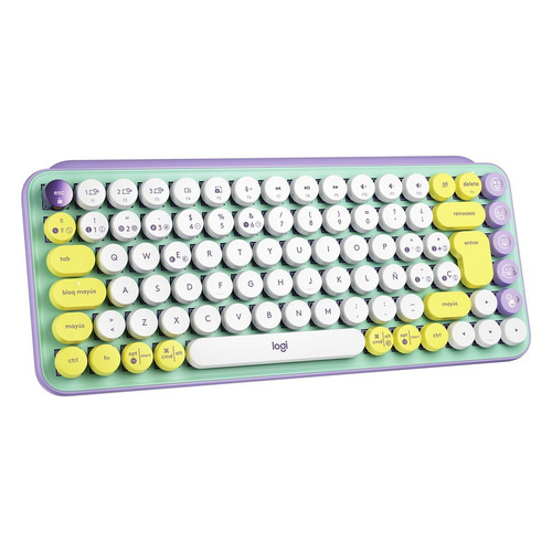 Teclado Físico Logitech Pop Key Inalámbrico Qwerty Bluetooth Color del teclado Violeta Idioma Violeta