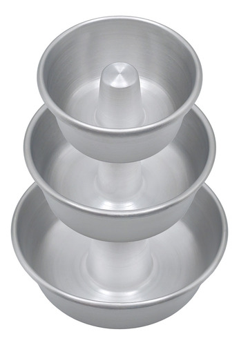 De 3 Moldes Para Hornear Rosca Pan 10, 12, 14cm Aluminio Color Gris