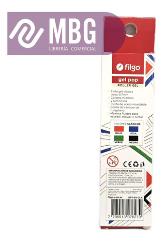 Imagen 4 de 6 de Lapiceras Filgo Roller Gel Pop Classic Pack X 4 Unidades
