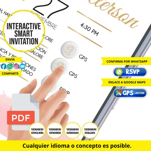 Invitación Digital Pdf Botón Confirmar Y Como Llegar Minnie