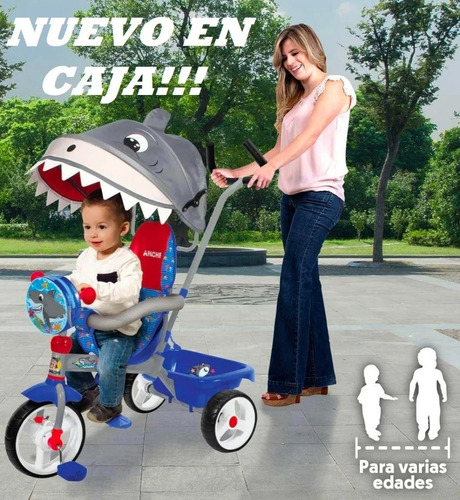 Triciclo Tiburón Etapas 3 En 1 Carriola Toldo Apache En Caja (Usado)