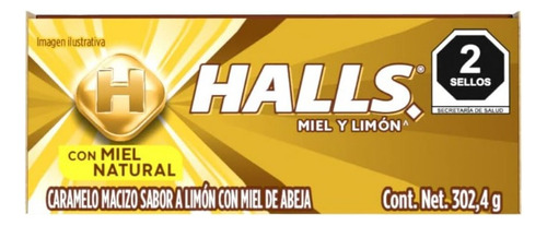 Halls Caja Caramelos Macizos X12 Piezas Miel Y Limón 302.4g