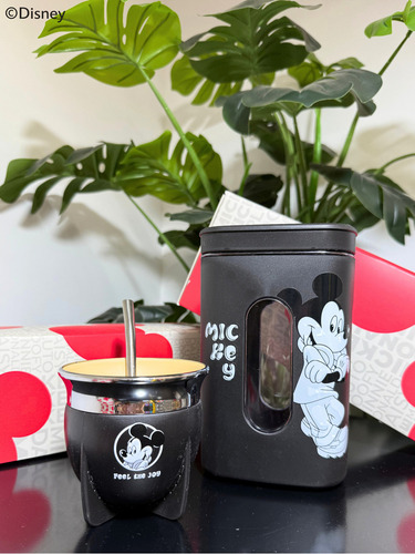 Kit Mate Pampa Disney Mickey Boca Abierta + Yerbera Color Negro